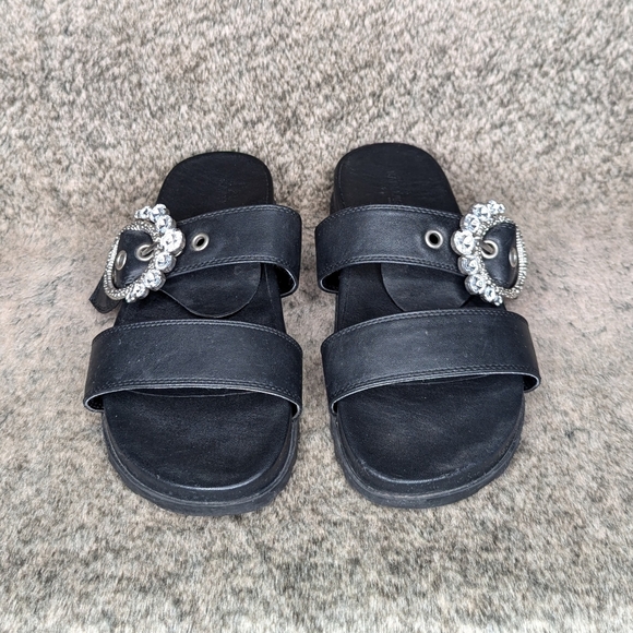 Karl Lagerfeld Paris Brinda Embellished Slide Sandal  Black Women's 9 - Picture 2 of 9